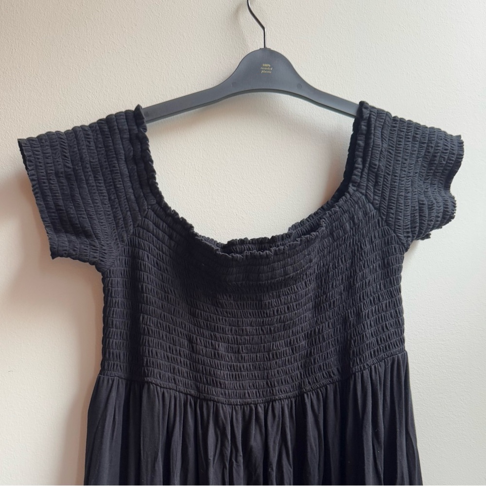 Shirred off the shoulder dress